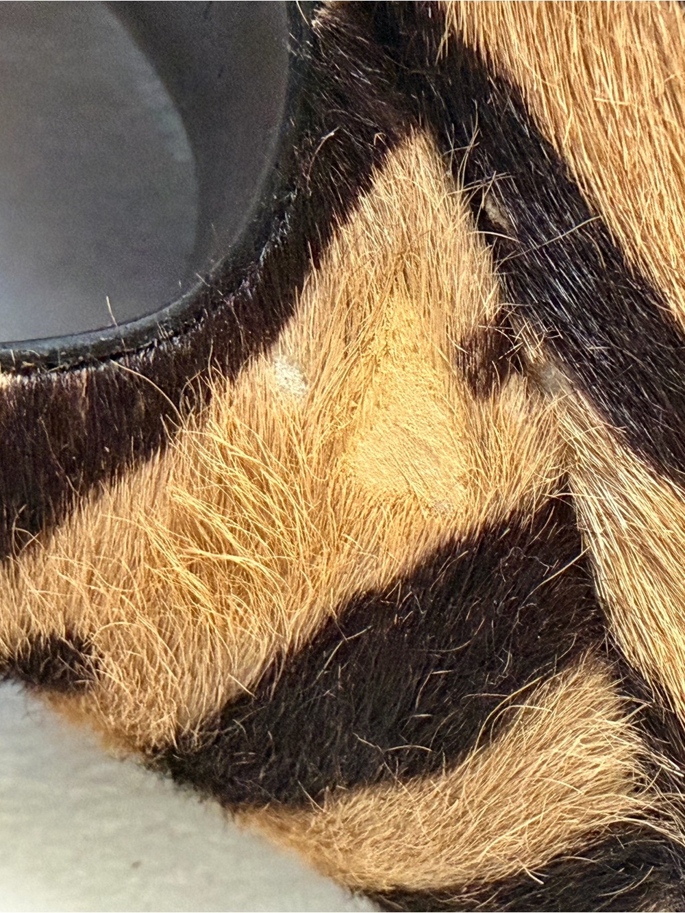Fendi Calfhair Zebra Peep-Toe Heel, Gold Flagship Emblem, 36.5, some balding - Picture 12 of 16